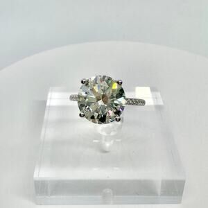 Moissanite Diamond Ring 3 Ct Engagement Wedding Ring Round Cut Solitaire GRA